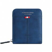 CarrKen 1 pieza Nueva Billetera Vintage Multifuncional con Cremallera, Portacartones de Color Contrastante para Hombres Jóvenes y Estudiantes - Azul - Ver 7