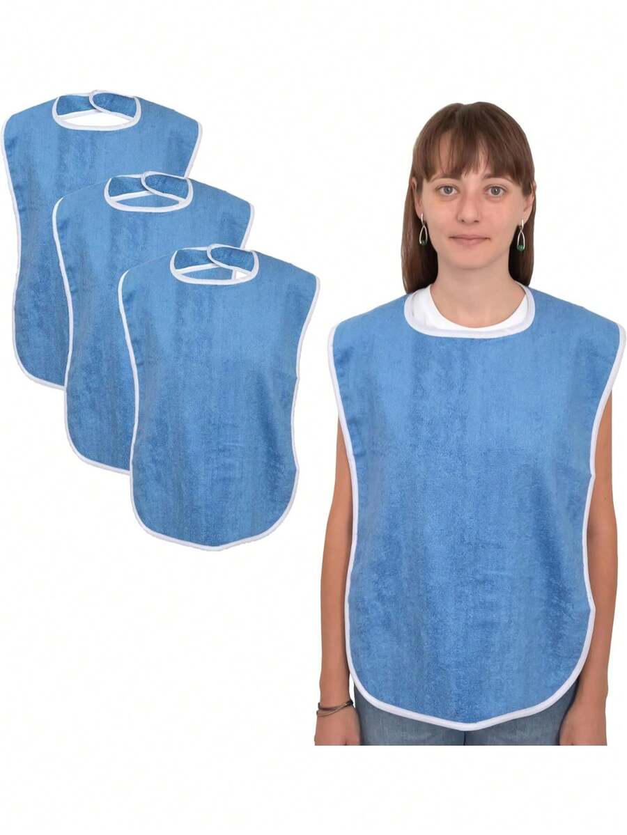 3pcs Adult Bibs, Women & Men Waterproof Reusable Bibs, Absorbent & Machine Washable