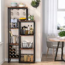 Tribesigns Wine Rack - Freestanding Floor, 5-Tier With Glass Holder, Industrial Shelf, Cabinet For Bar, Kitchen, Dining Room (Rustic) - Brown - View 5