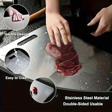 Thớt hai mặt bằng thép không gỉ 2025, thích hợp cho nhà bếp và phòng ăn gia đình. - Bạc - Xem 4