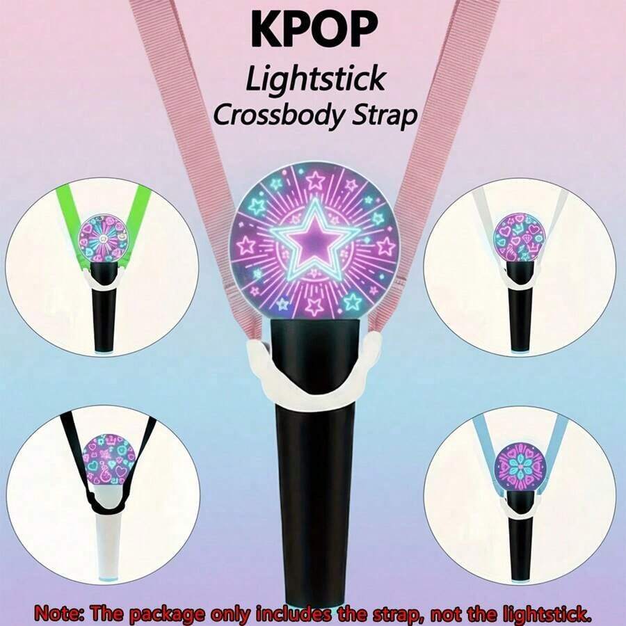 K-Pop Lightstick Strap, K-Pop Lightstick Shoulder Strap, K-Pop Portable Display Activity Crossbody Strap, Adjustable Body Carrying Strap Suitable For Universal K-Pop Lightstick, K-Pop Lightstick Accessories Suitable For Concert Essentials, Suitable For Parties, Games And Events, Suitable For Skz//Stray Kidz//Twice///Txt//Gdragon//Exo/Aespa/Army Bomb/Official Lightstick, Lightstick Not Included. - 粉色 - 查看 1