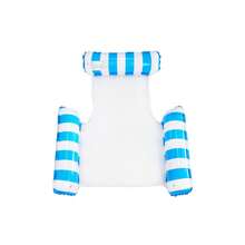 1pc Inflatable Floating Bed, Minimalist 3-Tube Design, Striped Pattern, PVC Material, Suitable For Water, Pool, Beach, Theme Party, Inflatable Water Float, Floating Resting Seat, Requires Separate Air Pump Purchase - Three-tube Mesh Floating Bed - View 13