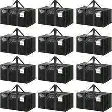 Extra Large Reinforced Handle Moving Bag, Durable Storage Bag, Suitable For Dorm Essentials, With Thickened Zipper, Applicable For College Moving Boxes - Black - View 1