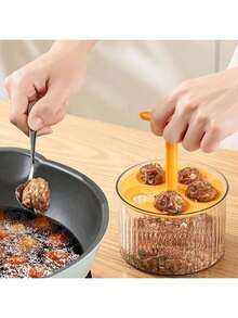 Meatball Maker With Lid - Easy-Press 5-Hole Translucent Manual Meatball Maker, Multi-Functional Kitchen Gadget For Perfect Fish Balls & More - PET Material, 1pc - Multicolor - View 1