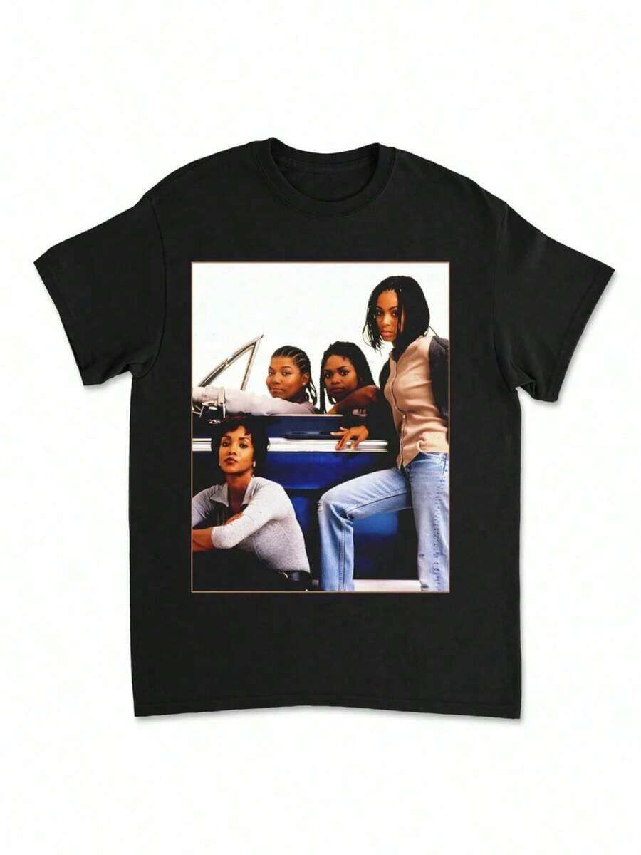 Men's & Women's 90s Movie Graphic T-Shirt - Set It Off Film Design, Breathable Round Neck Tee For Gym, Parties, Christmas Gifts| Retro 90s Casual Wear For Teen & (Unisex Fit) - 黑色 - 查看 1