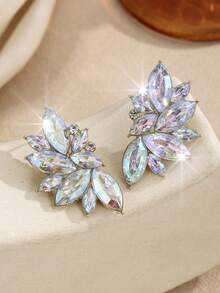 1 Pair Bohemian Style Rhinestone Encrusted Alloy Luxury Versatile Earrings - AB White - View 3