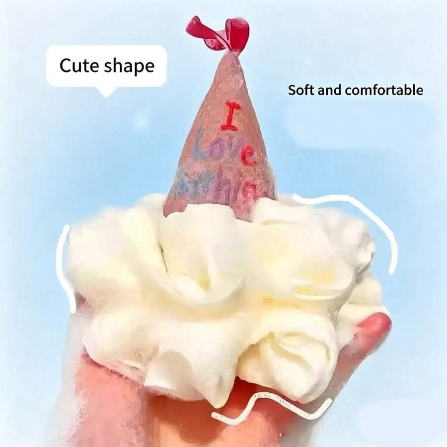 1/3 miếng bông tắm hình kem cỡ lớn, bông tắm cao cấp mềm mại tạo bọt nhiều, hình hoa tắm dễ thương cho bé gái.