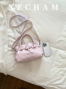 1pc Macaron Color Fashionable Handbag, High-Quality Versatile Daily Shoulder Bag, Spring - Pink - View 6