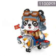 Modelo 3D de bloques de construcción de panda piloto de dibujos animados, decoración del hogar, alivio del estrés, adecuado para regalos, cumpleaños, regalos de Halloween/Acción de Gracias/Navidad - Multicolor - Ver 12