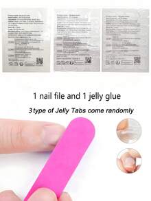 24Pcs Set Medium-Long Press On False Nails, Glossy Full Cover Acrylic Fake Nails, Reusable Design For Holidays Parties Dates Daily Wear, Ideal Nail Art Gift For Women & Girls With Jelly Gel & Nail File - 彩色塗鴉 - 查看 11