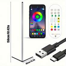 1/2pcs Corner Floor Lamp 61.42" (156cm) Modern RGB LED Mood Lighting With Remote APP Control, Music Sync, Mode, Timer, RGBCW 2700K-6000K Tall Standing Lamp For Living Room, Bedroom, - đen - Xem 9