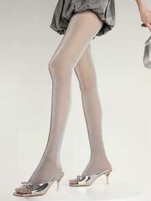 半双装珠光闪亮美人鱼连裤袜，性感显瘦防勾丝星空图案连裤袜，春夏款 - 淺灰色 - 查看 7