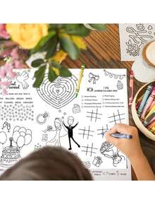 10pcs/4pcs DIY Welcome Gifts To Our Wedding, Bridal Favors, Event Placemats, And DIY Hand-Painted Coloring Cards - Featuring Patterns Of Wedding Dresses, Suits, Rings, Cakes, Etc., For Interactive Games And Wedding Party Gifts. - Multicolor - View 9