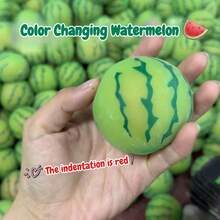 Chunky Color Changing Watermelon Squishy Slow Rebound Stress Relief Soft TPR Fruit Shape Kawaii Sensory Fidget Decompression Daily Gift - Color Changing Watermelon - View 5