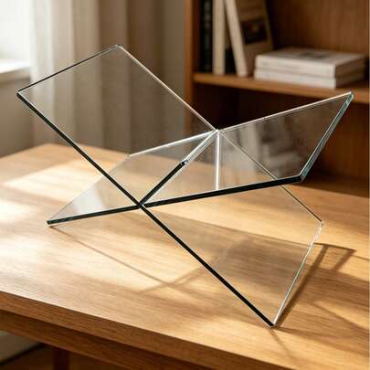 Acrylic Reading Rack, Magazine & Book Tray, Album, Recipe Creative Desktop Display Stand, X-Shaped Bookshelf, Suitable For Home, Office, Gift For Students And Children