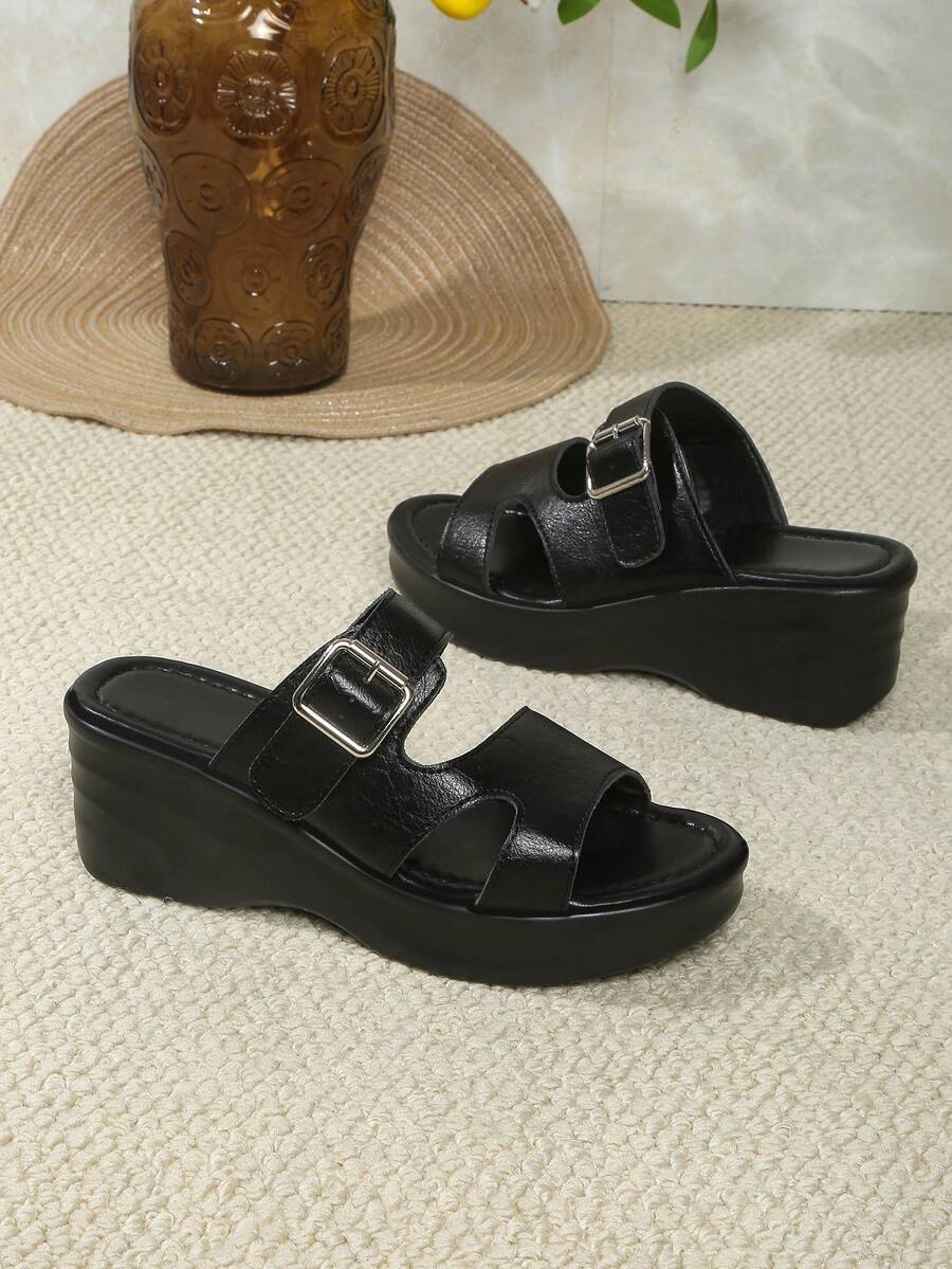 Women's Fashion Slippers, New Summer Thick Bottom Elevated Strap Soft Comfortable Slide Sandals
