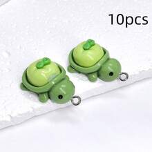 10pcs Mixed Color 3D Cartoon Fruit Turtle Resin Charms, Suitable For DIY Jewelry Making, Bracelets, Necklaces, Earrings - Perfect Handmade Gift For Beginners And Experts - Jewelry Accessories - Multicolor - View 10