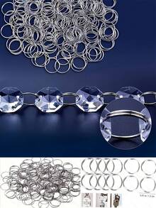 100/200 piezas Anillos de llavero, Anillos desmontables de acero inoxidable para hacer joyas, Anillos de salto, Llaveros - Plateado - Ver 9