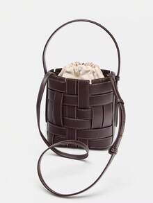 Bolso de cubo de mujer con cordón tejido, bolso de hombro cruzado - Nuevos Lanzamientos de Verano 2026 - Café - Ver 3