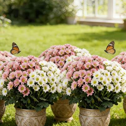 1/2 束仿真雏菊，抗紫外线塑料材质，适用于家居/办公室/酒店/婚礼/花园/阳台/客厅装饰，夏季、复活节、圣帕特里克节主题摆件。