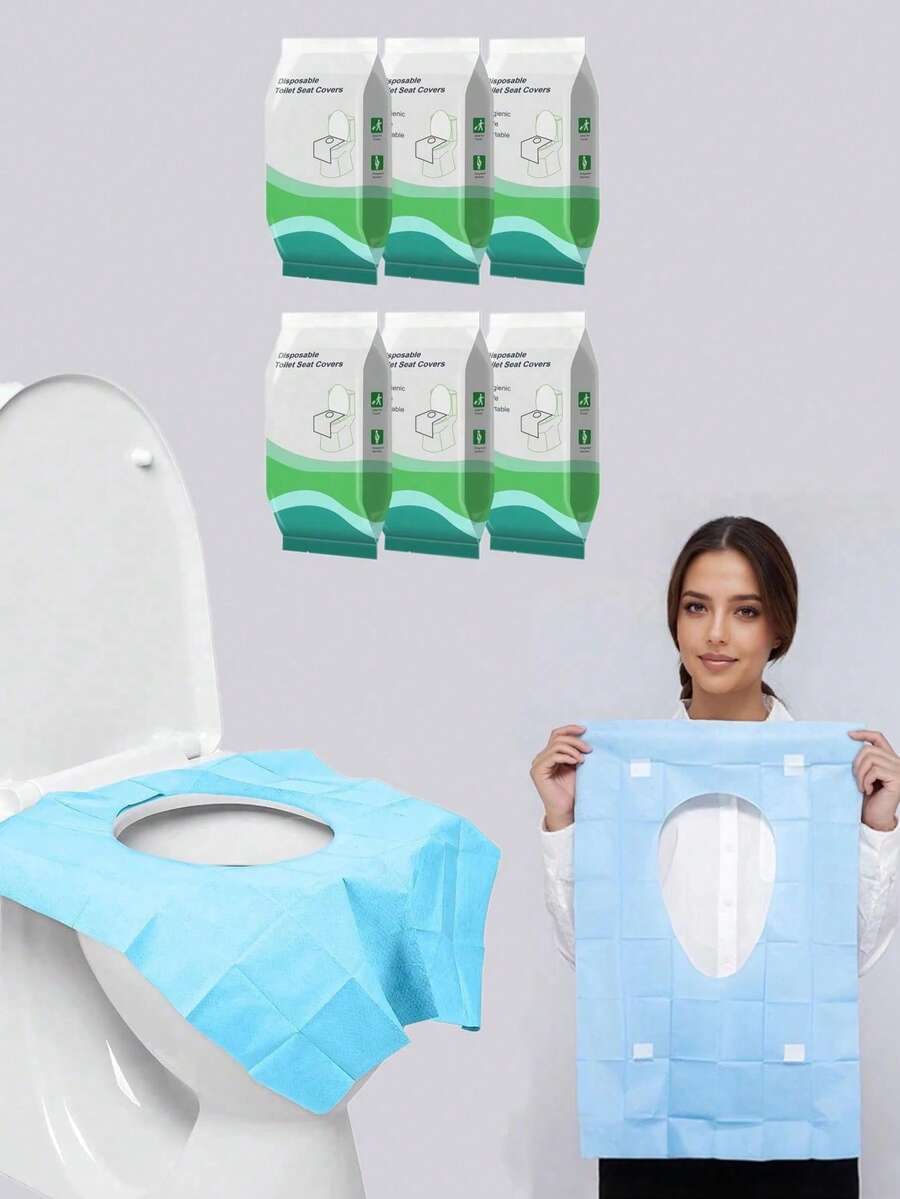 60 miếng bọc bồn cầu giấy dài, chống thấm nước, dùng một lần, thích hợp cho khách sạn, nơi công cộng, du lịch, khu vui chơi giải trí và sử dụng tại nhà.
