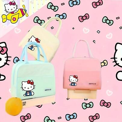  Túi đựng cơm trưa cầm tay Sanrio 1 chiếc, có quai dày, túi giữ nhiệt phù hợp cho công việc, học sinh, du lịch và dã ngoại, túi đựng cơm trưa Hello Kitty - Quà tặng ngày lễ