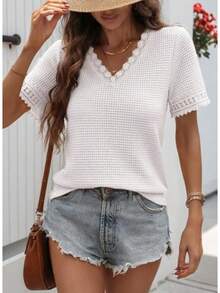 Women Sports Knit Tees & Tanks - White - View 2