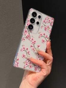 1pc Transparent Anti-Drop TPU Soft Case With UV Printed Plum Blossom Pattern - Multicolor - View 7