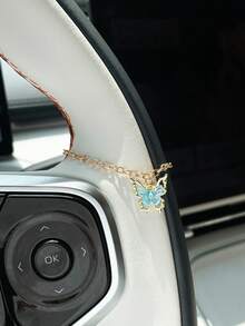 1pc Alloy Gradient Butterfly Pendant Car Hanging Ornament Creative Elegant Car Decoration Hanging Accessory Steering Wheel Decor Pendant Car Interior Accessory - A - View 6