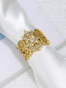 这款镶嵌闪亮合成立方氧化锆的订婚戒指兼结婚戒指，象征着美丽与优雅，是周年纪念日、生日、情人节的完美礼物。 - 戒指 - 查看 5