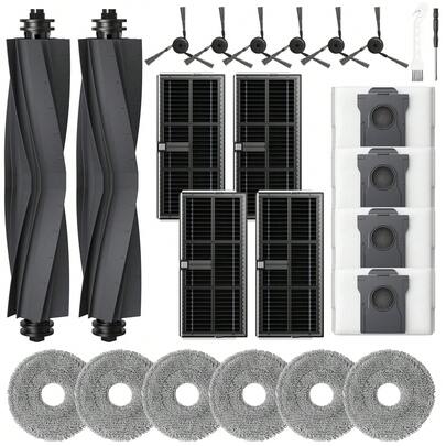 Accesorios para L40 Ultra / X40 Ultra / X40 Master, y para MOVA P10 / P50 Pro Ultra Robot Aspirador, 2*Cepillos principales de goma, 4*Bolsas de polvo, 6*Almohadillas de trapeador, 4*Filtros, 6*Cepillos laterales