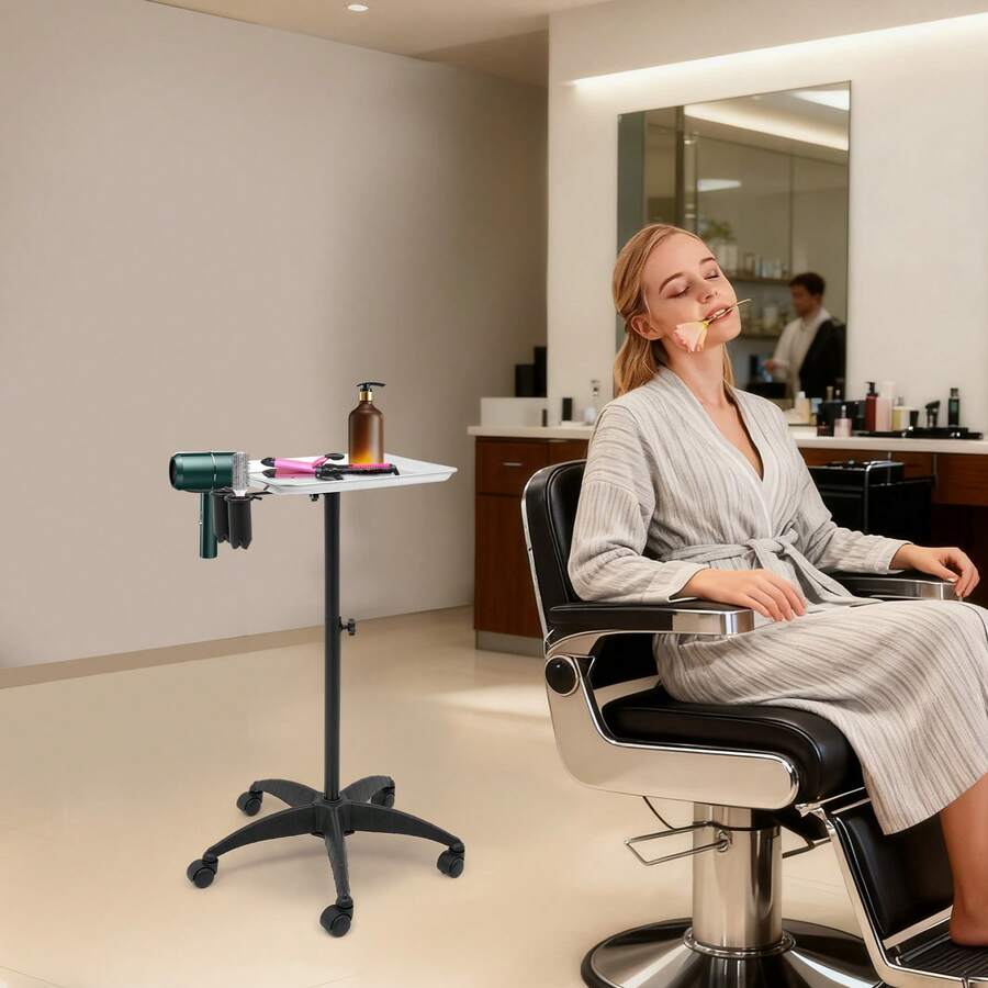 Salon Tray, Height Adjustable Salon Tray On Wheels, Hair Color ServiceTray Durable And Non-Rusting - View 1