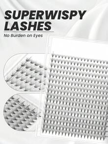 Large Tray 320pcs/Box Pre-Made Pointed Thin Hot Melt Lashes, Dense Type Lashes, Fan Type Lashes, Lash Clusters, Individual Lashes, False Eyelashes - Black - View 2