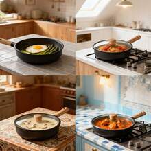 Pot, Cast Iron Pot, Frying Pan, Pans, With Glass Lid, Less Petrol And Less Smoke, I Am Very Rested, Universal For Gas/Electric Stoves - View 7