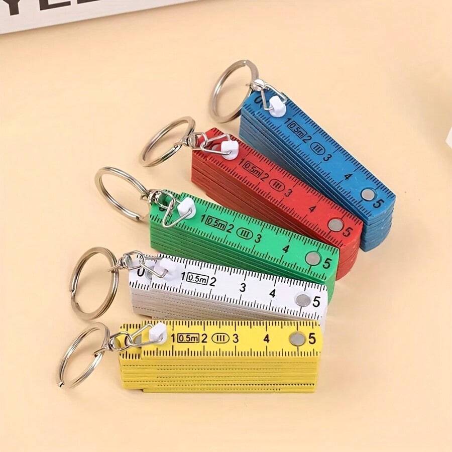 1pc 50cm/19.69in Multifunctional ABS Plastic Folding Ruler, 10-Fold, With Keychain, Compact & Convenient, Versatile Folding Scale Drafting Tool For Students