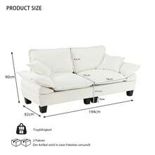 Chenille Fabric Sailboat Sofa, Modular Two-Seater With Curved Armrests For Small Bedrooms And Apartments, Living Room, Beige, Black. - Beige - View 10