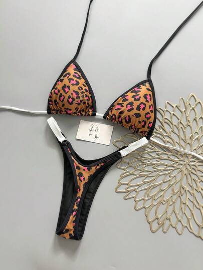 Bộ bikini 2 mảnh phong cách bohemian thanh lịch, gợi cảm, in hoa, buộc dây, thích hợp cho bãi biển và kỳ nghỉ, mùa xuân/hè.