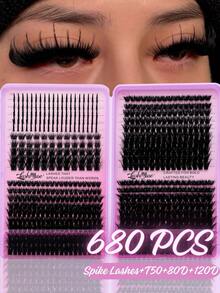 Fengxiu Eyelash 1360 piezas/680 piezas Kit de racimos de pestañas con rizo D, racimos de pestañas DIY, racimos de pestañas de volumen ruso, pestañas postizas suaves y cómodas, kit de pestañas de larga duración, perfecto para principiantes y expertos, fácil de hacer en casa - DD - Ver 11