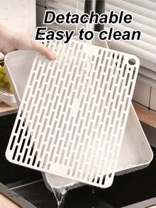 Double-Layer Perforated Small Pet Litter Box With Drainage Hole(No Open, You Can Open Drainage Hole Yourself If Necessary)Detachable For Easy Cleaning Convenient Pet Potty Tray Suitable For Hamsters Ferrets Rabbit And Other Small To Medium Pets All-Season Use - White - View 12