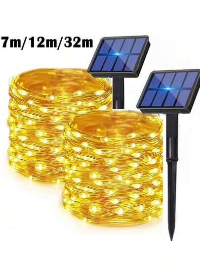 1 Pack Solar Powered Christmas Lights, 8 Lighting Modes, Copper Wire String Lights, Waterproof, For Outdoor Garden, Yard, Wedding Decor