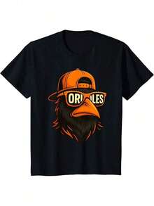 Baseball League Black T-Shirt, Featuring A Cartoon-Style Blue Jays Mascot Graphic.A Fashionable And Casual T-Shirt For Sports, Fitness, Streetwear, And Personalized Styling.Suitable For Both Men And Women. HOYE - 黑色 1 - 查看 1