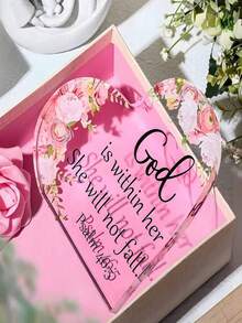 1 pieza Regalo acrílico cristiano inspirador, decoración de escritorio con versículo bíblico, "Dios está en ella, ella no caerá", regalo de cumpleaños inspirador para mamá, hermana, amiga, regalo de fe religiosa, adorno de mesa floral, recuerdo cristiano alentador - Tipo A - Ver 6