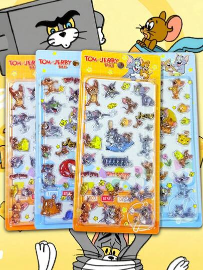 Warner Bros 3D水晶浮雕方形贴纸，儿童奖励贴纸，卡通手工贴纸，手机相册贴纸
