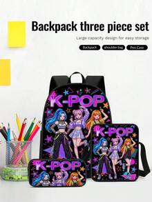 3PCS Back To School Backpack For Girls, Cute Capybara Backpack For Teens , Large Capacity 16 Inch School Bags With Shoulder Bags And Pencil Case - Backpack + Shoulder Bag + Pencil Case - View 1