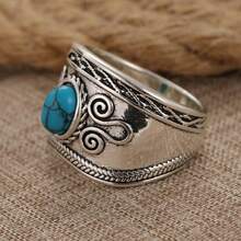 Anillos de estilo bohemio vintage para mujeres, adecuados para el Día de San Valentín y Navidad, joyería de moda - Plateado - Ver 5