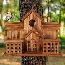 Natural Wood Bird House With Feeder Spoon & Hanging Nest Box Suitable For Hummingbirds, Bluebirds, Sparrows - Compact Outdoor Bird Shelter For,, Balcony - Suitable For Red Sparrows And Hummingbird Feeders - Tree - View 6