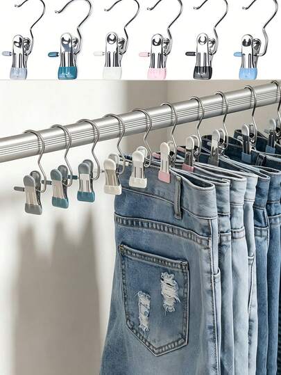 Bộ 5 kẹp quần áo bằng thép không gỉ cao cấp, kẹp quần kim loại có thể điều chỉnh, kẹp lưu trữ liền mạch, kẹp treo di động, thích hợp cho gia đình, phòng giặt, khăn tắm và túi xách - Kẹp kim loại bền, thích hợp để lưu trữ tại nhà, móc treo, kẹp thời trang, chất liệu chống gỉ, thích hợp cho phong cách đơn giản vào mùa xuân và mùa hè.