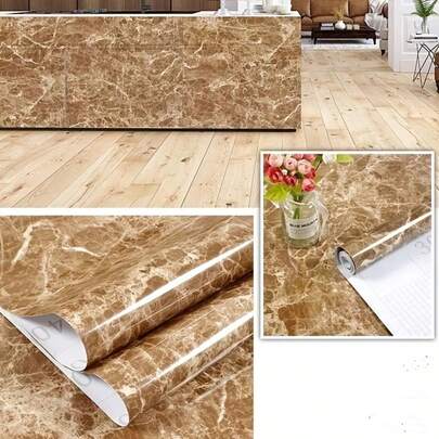 Giấy dán tường giả đá cẩm thạch tự dính, chống dầu và chịu nhiệt, thích hợp trang trí nội thất nhà bếp, màu trắng sang trọng kiểu cung điện, tự dán dễ dàng.