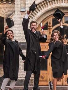 1/5 件装 黑色 2026 毕业帽 带流苏 成人升华印花帽 批发 弹性帽檐 哑光 可调节 男女学士硕士大学毕业典礼 - A - 查看 14