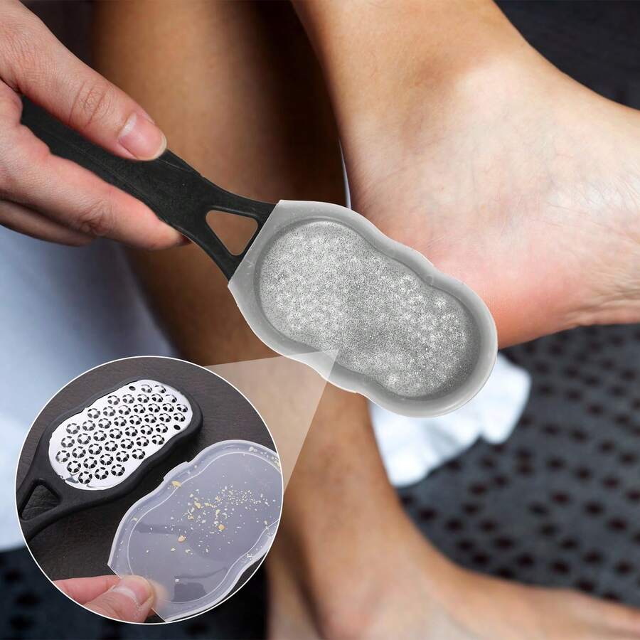 2 cái dũa chân có khay hứng da chết, dụng cụ mài gót chân bằng thép không gỉ, dụng cụ loại bỏ chai sạn, dụng cụ làm móng chân, dụng cụ chà rửa gót chân, dụng cụ loại bỏ da chết cho bàn chân. - Nhiều màu - Xem 1
